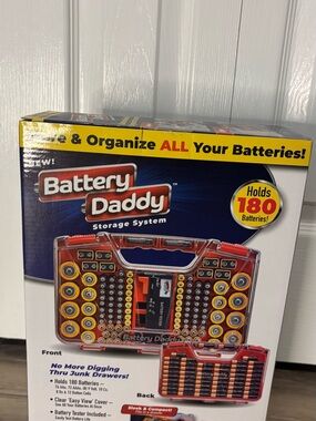 Clear Red Battery Storage Case - Holds 180
